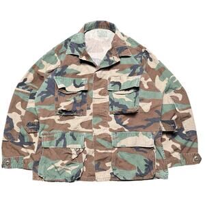 US Army Warm Weather Field Jacket BDU Woodland Camo Men Small Regular Coat VTG